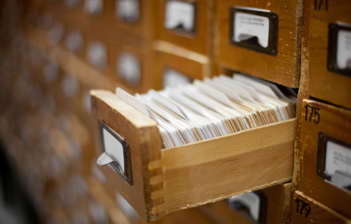 database concept. vintage library card or file catalog. 790 KGMI