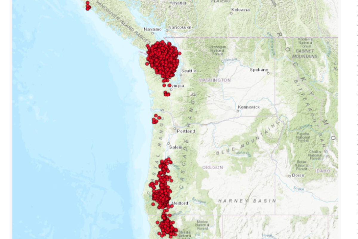Increased earthquake activity in Puget Sound