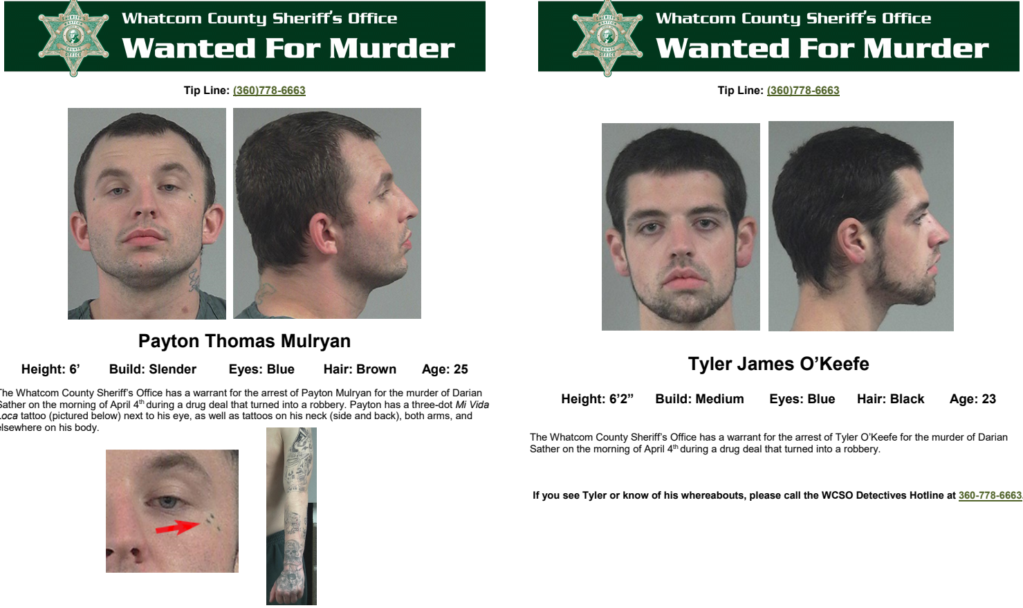 Sheriff’s Office releases photo of two suspects in connection with Sedro-Woolley woman’s death